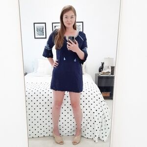 Southern Tied Blue Embroidered Dress M